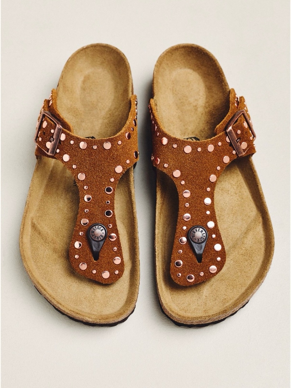 Birkenstock Gizeh Rivets suede Sandals US 7-7 1/2 EU 38 NIB Mink